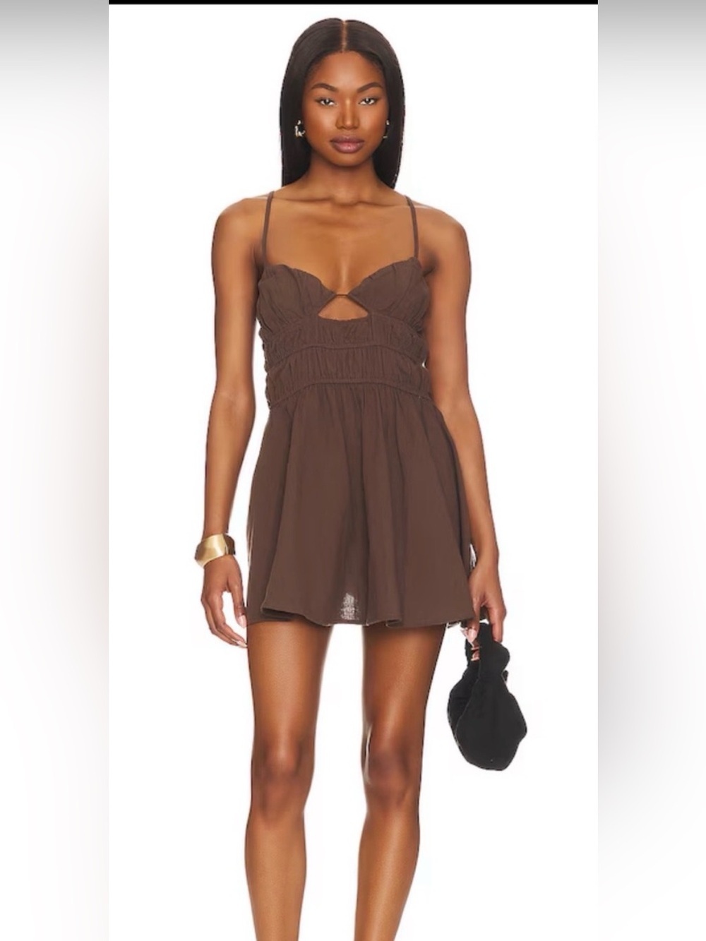REVOLVE SNDYS Brown Spaghetti-Strap Mini Dress